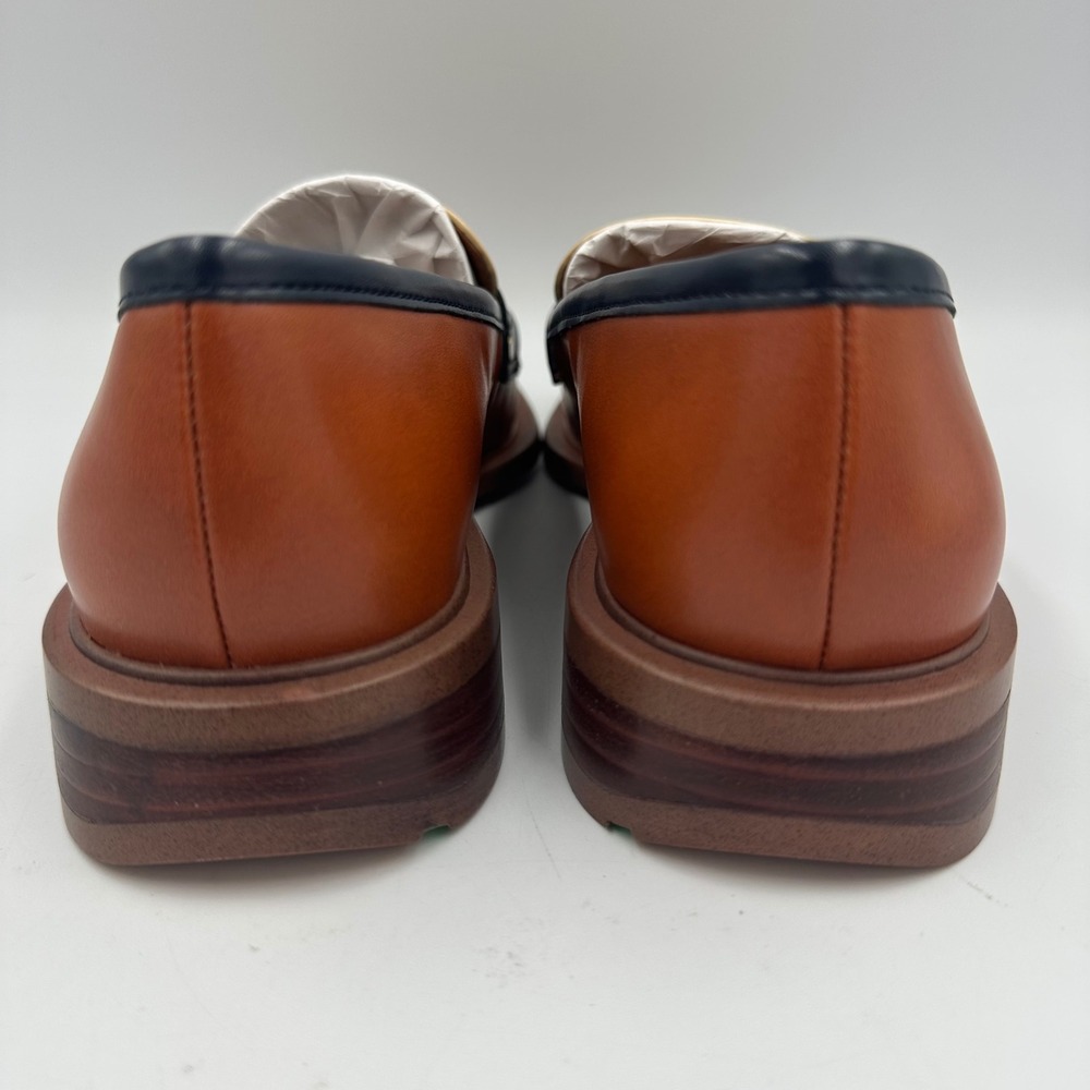 Franco Sarto Edith 2 Loafers Sz 7 Colorblock Preppy Luxe Officecore Brown Navy - Picture 8 of 12